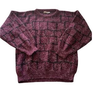 VTG Ra Hinatt Italian Wool Blend Crew Neck Balloon Sleeve Printed Sweater Medium